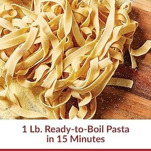 Automates pasta making by mixing, kneading & extruding for you